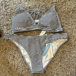 XL blue and white striped bikini from CupShe.